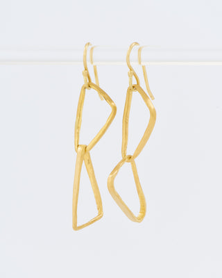 heavy geometric double triangle drop earrings
