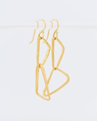 heavy geometric double triangle drop earrings