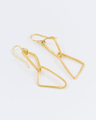 heavy geometric double triangle drop earrings