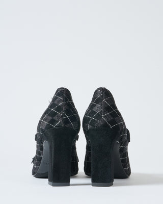 heel w/ argyle printed suede/tassel