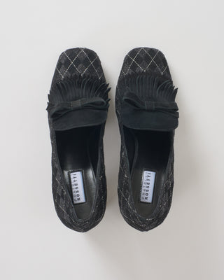 heel w/ argyle printed suede/tassel