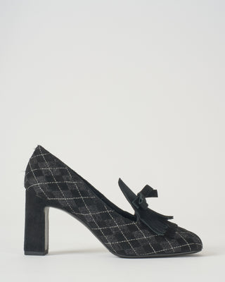 heel w/ argyle printed suede/tassel
