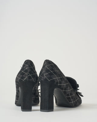 heel w/ argyle printed suede/tassel