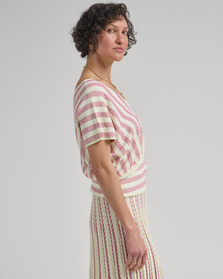 herringbone knit v neck top