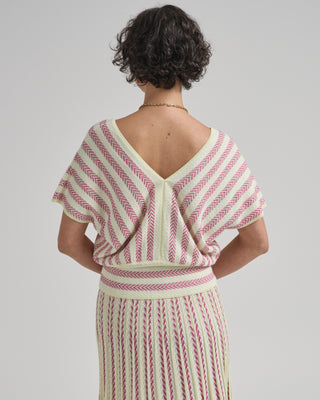 herringbone knit v neck top