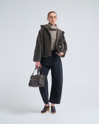 hooded shearling jacket