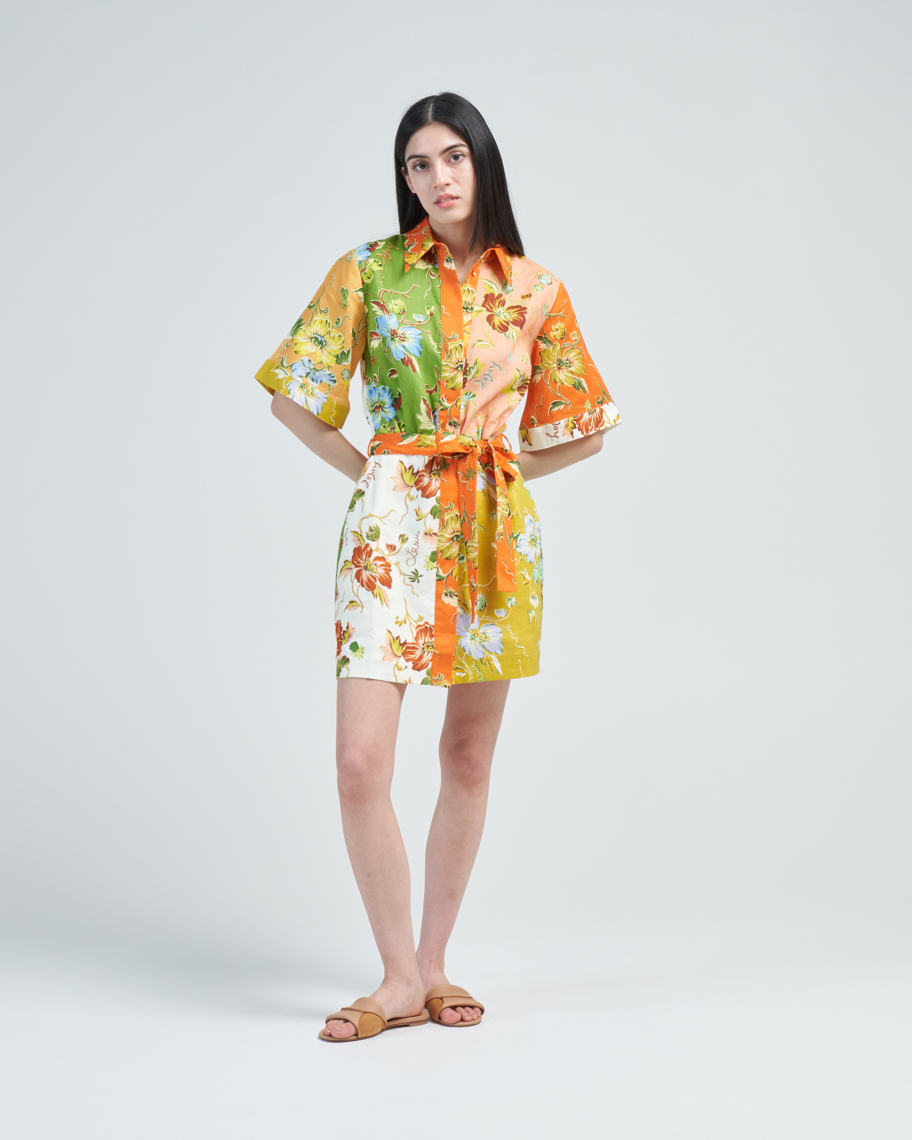 alemais orange mini dress ORANGE BLOSSOM SPLICED MINI DRESS