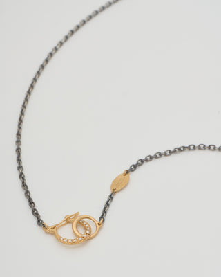 hung silver necklace with diamonds