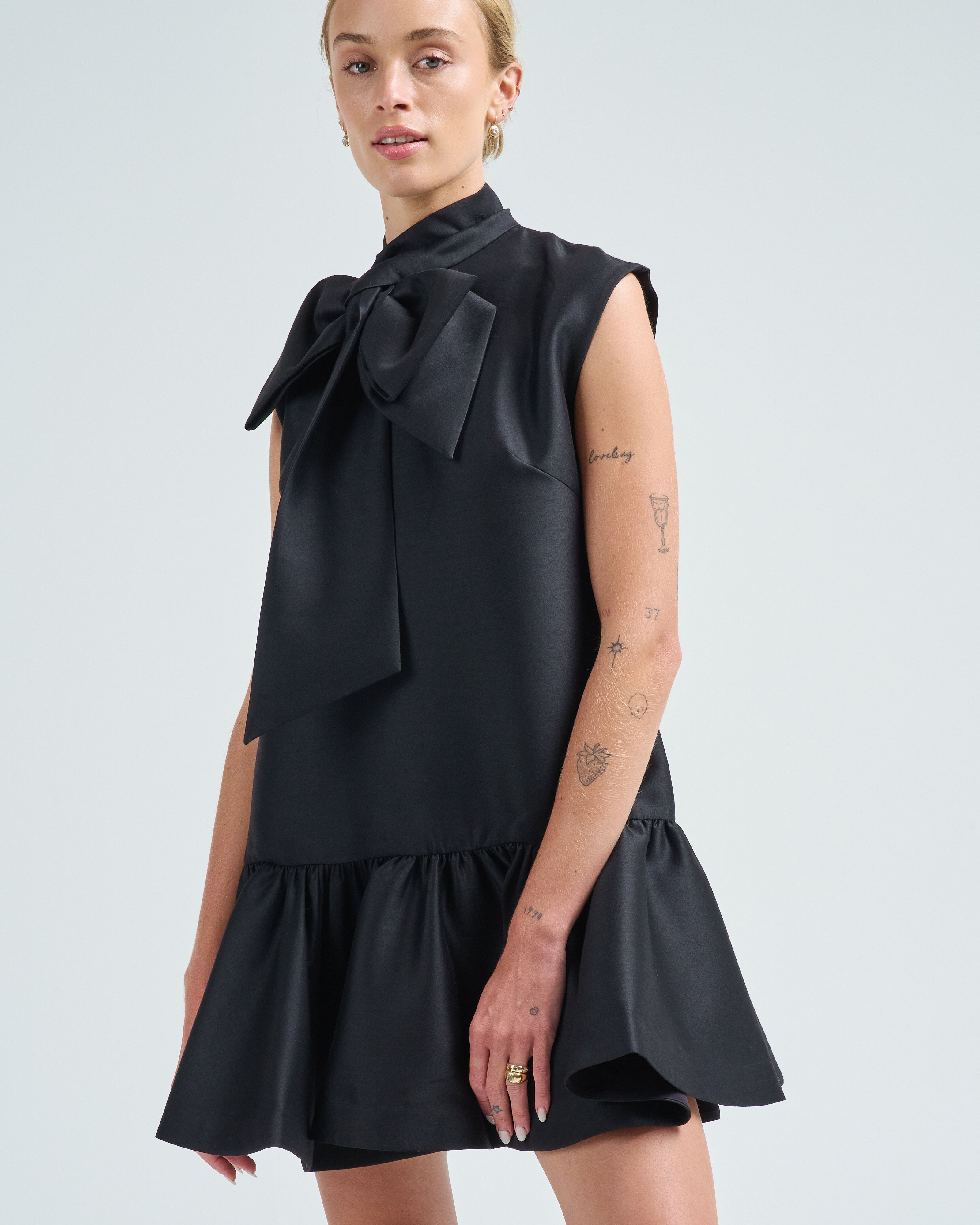 Zimmermann Hypnotic Bow Mini Dress Black Zimmermann Hypnotic Bow Mini Dress Black