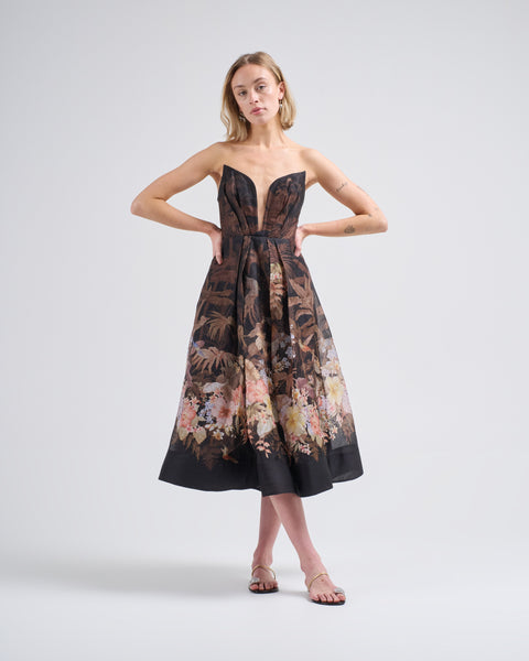zimmermann illuminate draped mini dress Midi Black Tropical finished with a centre Size:EU 40 Wide diy american girl Plus Size Wedding Dresses