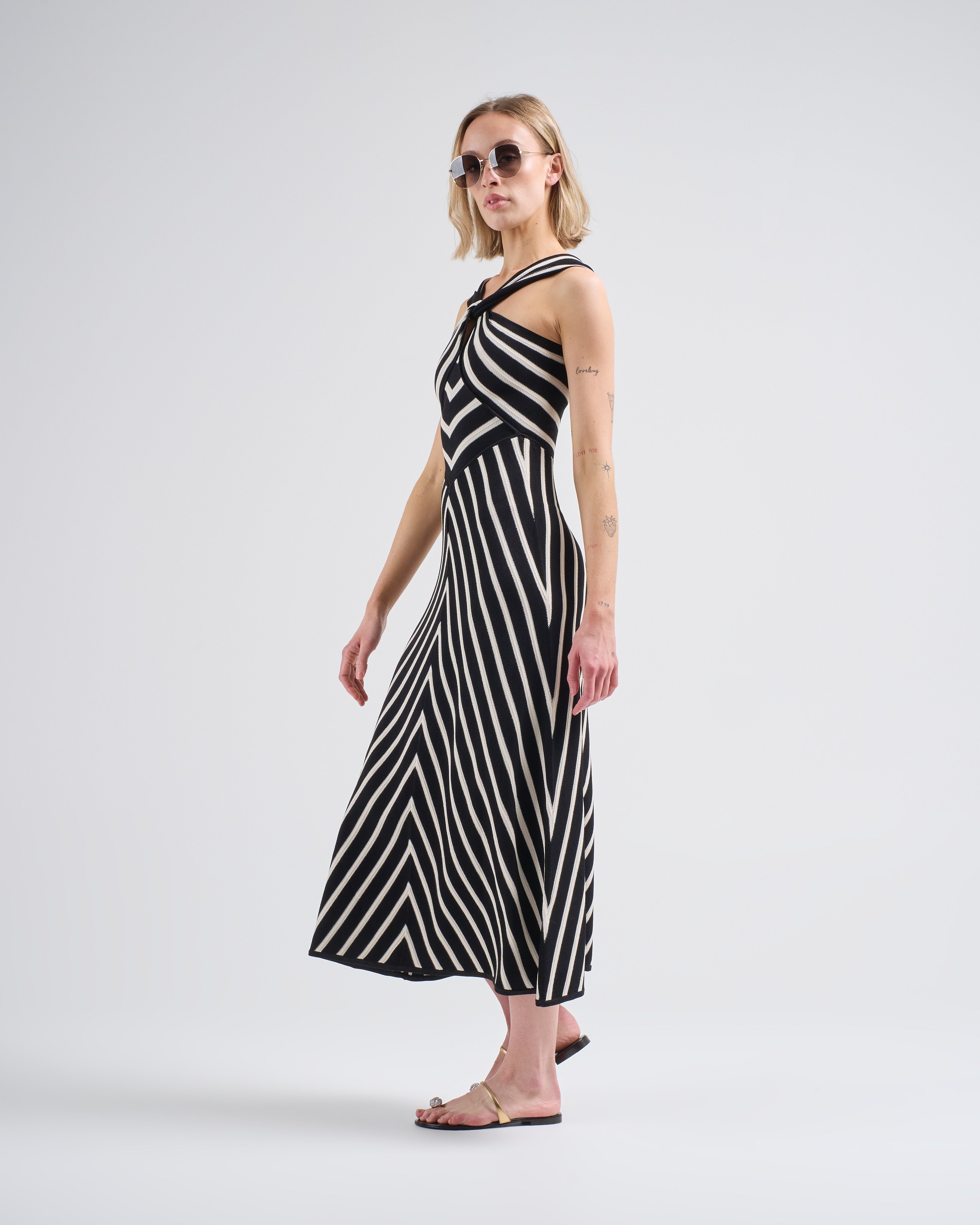 Zimmermann Illuminate Halter Dress Black/Cream Zimmermann Illuminate Halter Dress Black/Cream