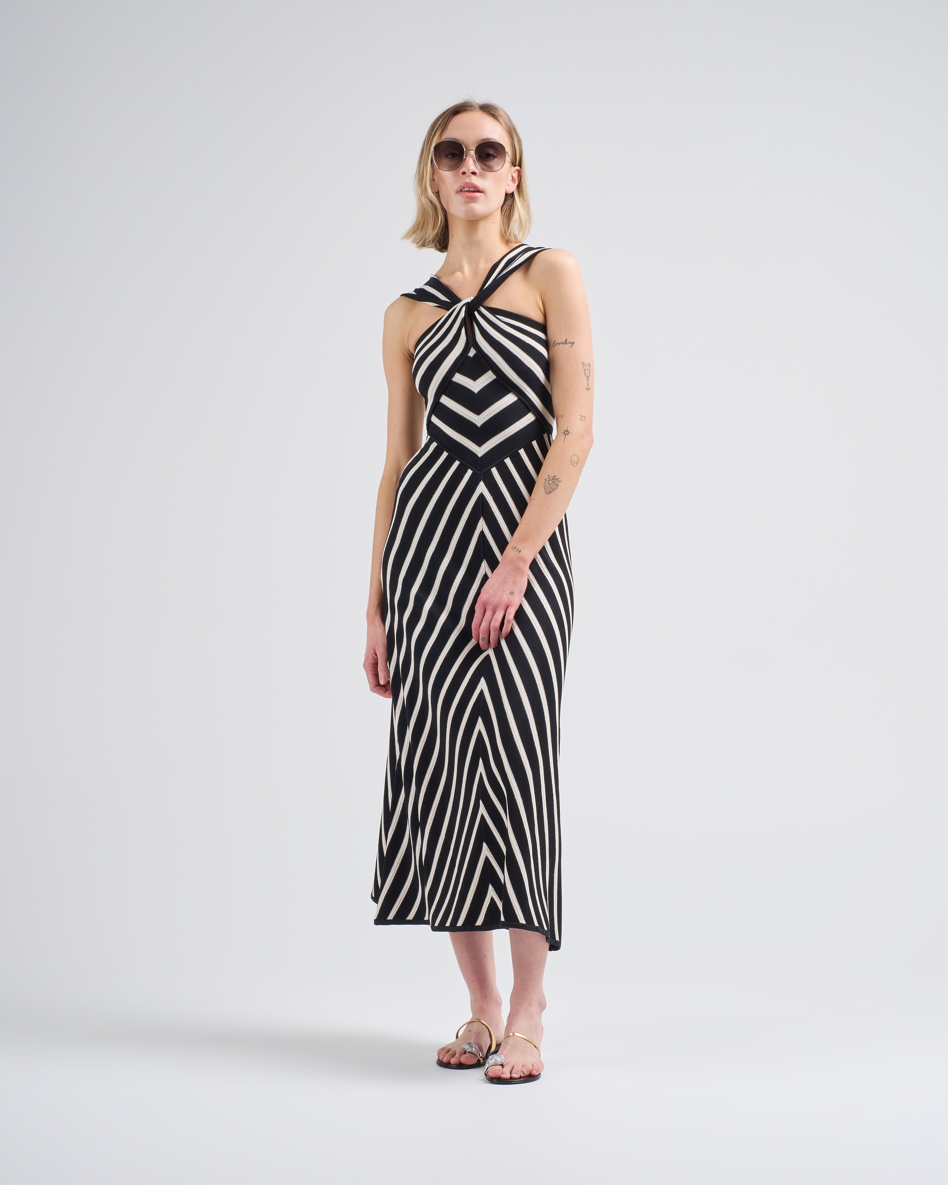Zimmermann Illuminate Halter Dress Black/Cream Zimmermann Illuminate Halter Dress Black/Cream