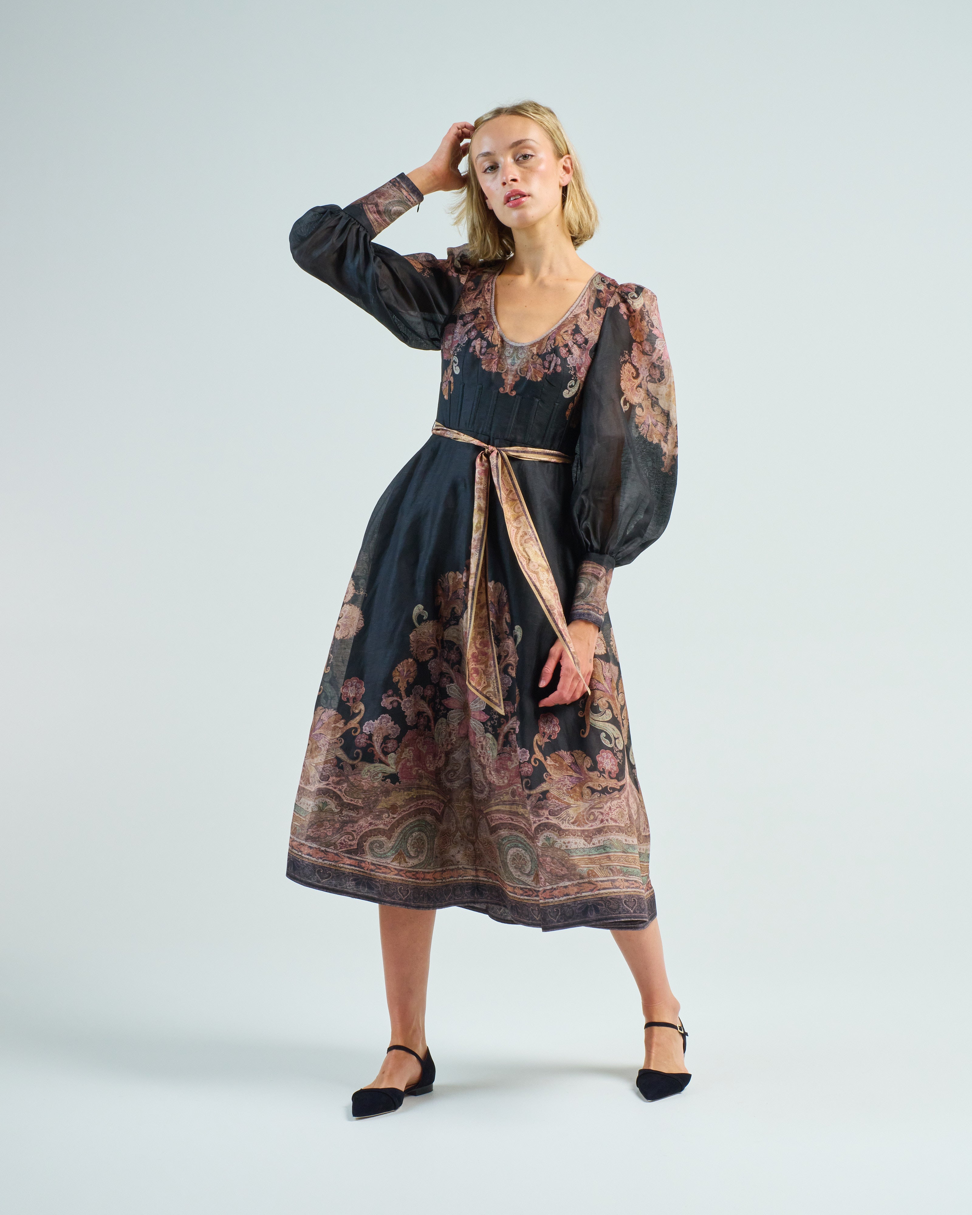 Zimmermann Illustration Structured Dress Black Paisley Zimmermann Illustration Structured Dress Black Paisley