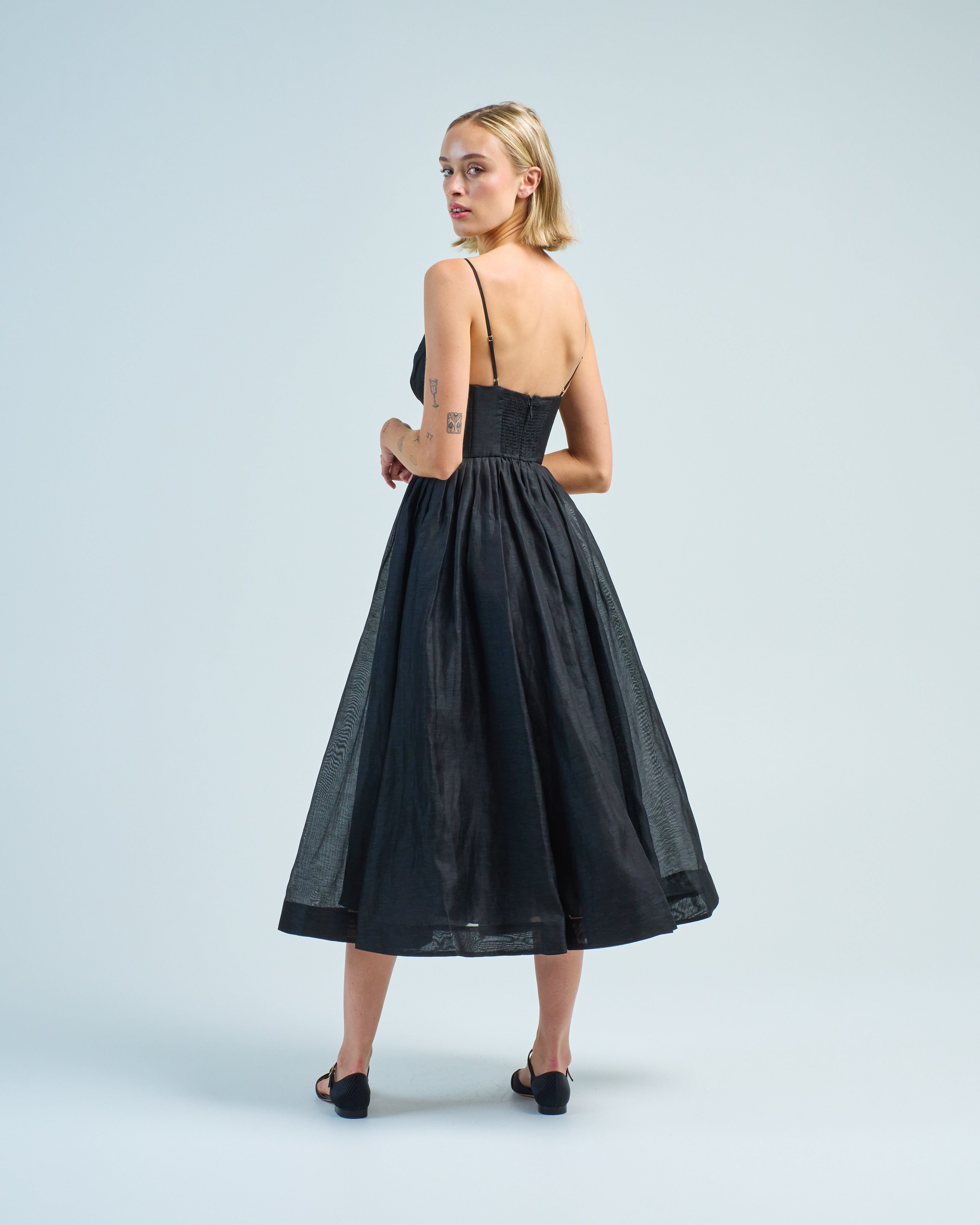 Zimmermann Illustration V Neck Midi Dress Black