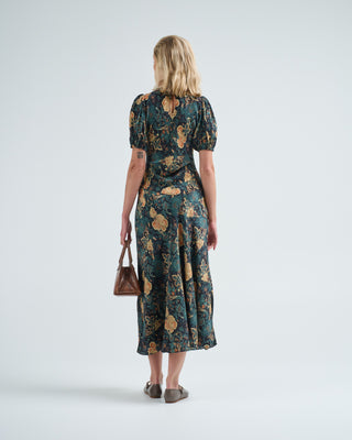 ines puff sleeve midi dress