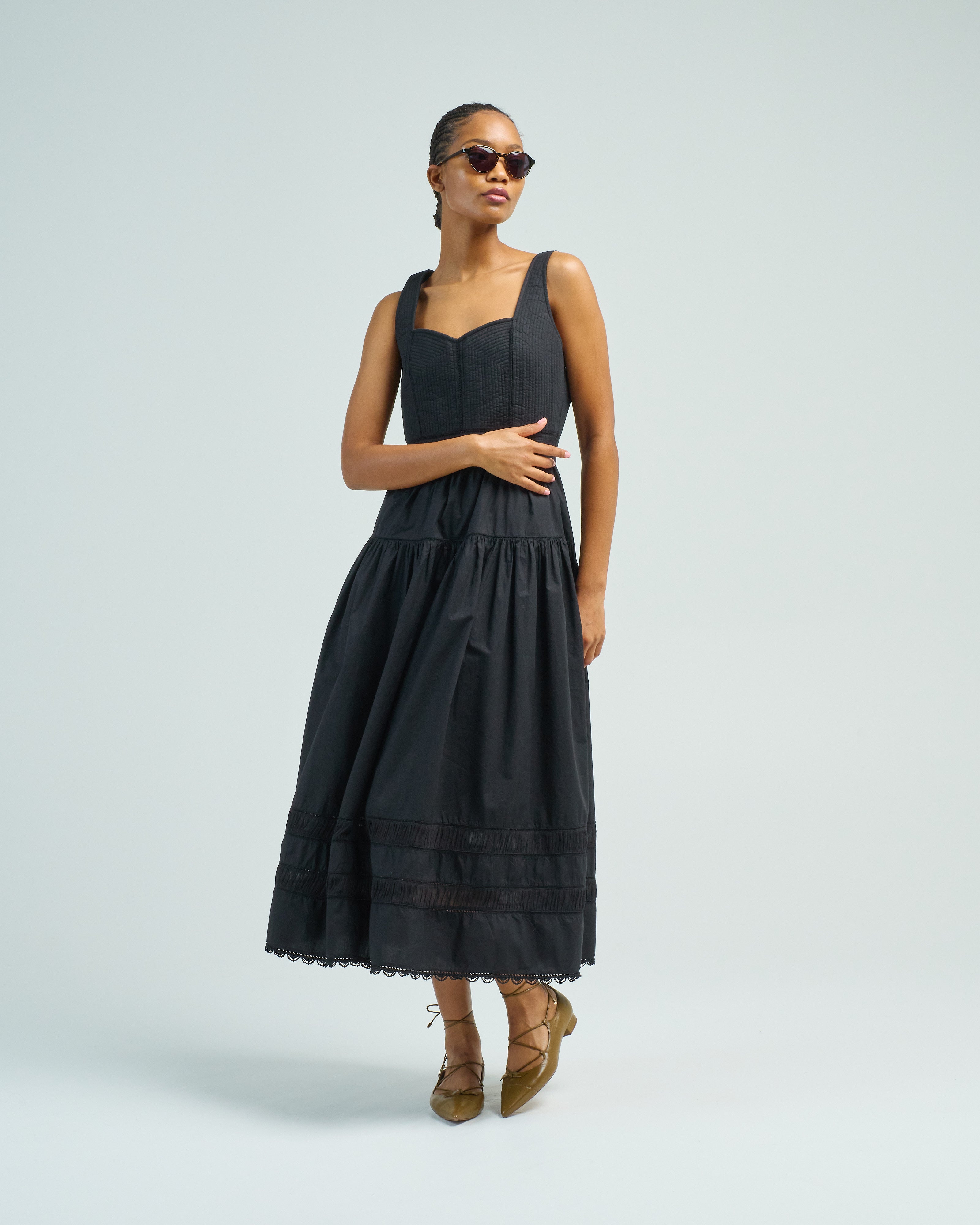 dress ulla johnson Boheme Silk Gown in Green,Tan 100% silk The Evelyn Dress ~ hand-crocheted