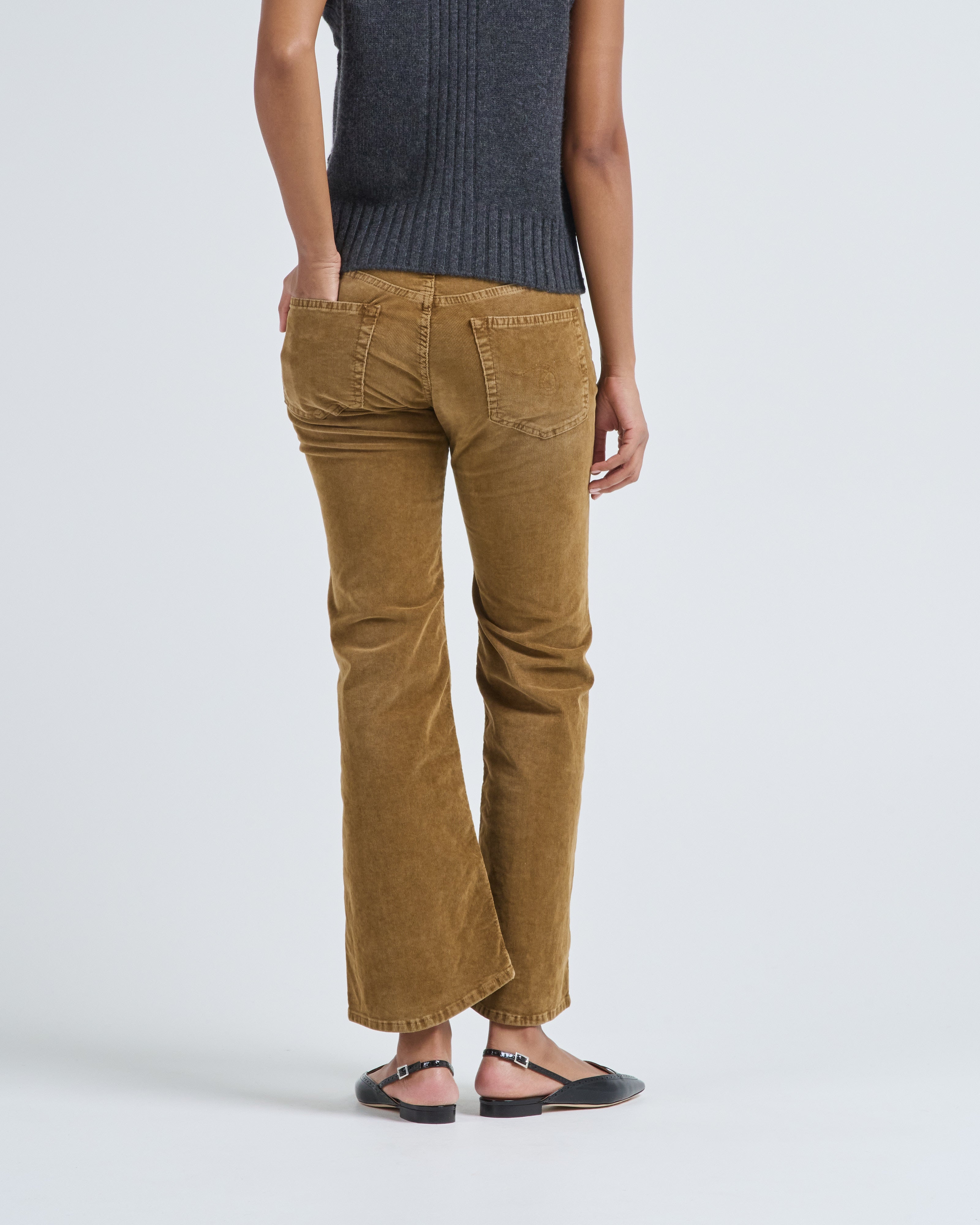 R13 Joan Kick Flare Jean Golden Brown Stretch Cord