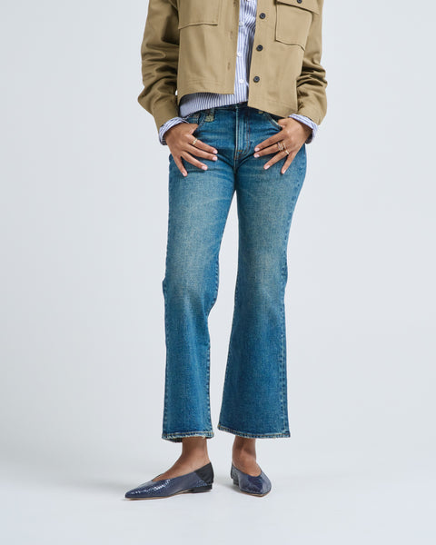 R13 Joan Kick Flare Jean Melvin Blue Stretch