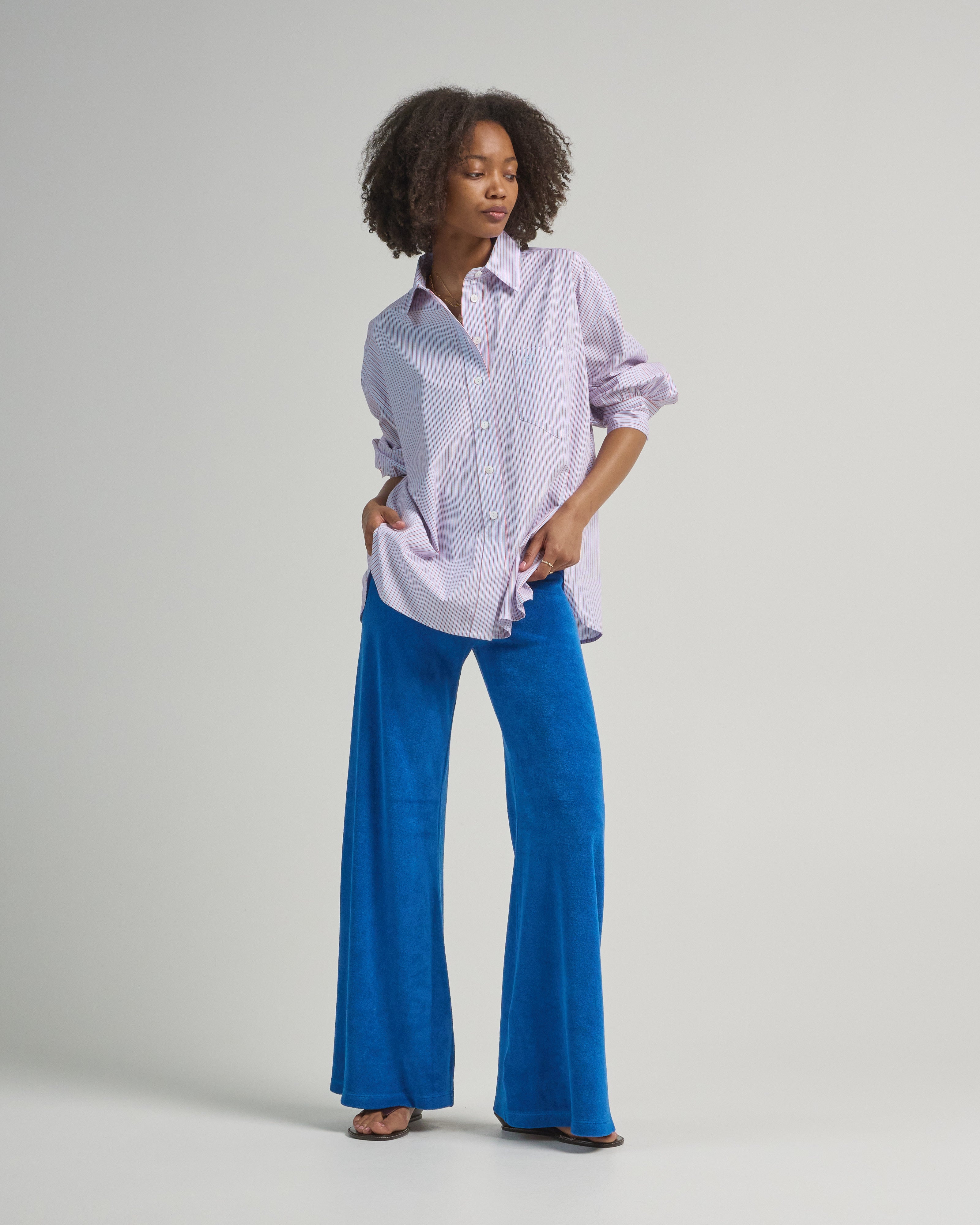 Suzie Kondi Kappa Button Up Shirt Chambray/Poppy Stripe