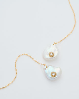 petal pearl chain earrings