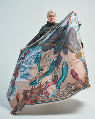 kionobori karasu silk twill large rectangular scarf