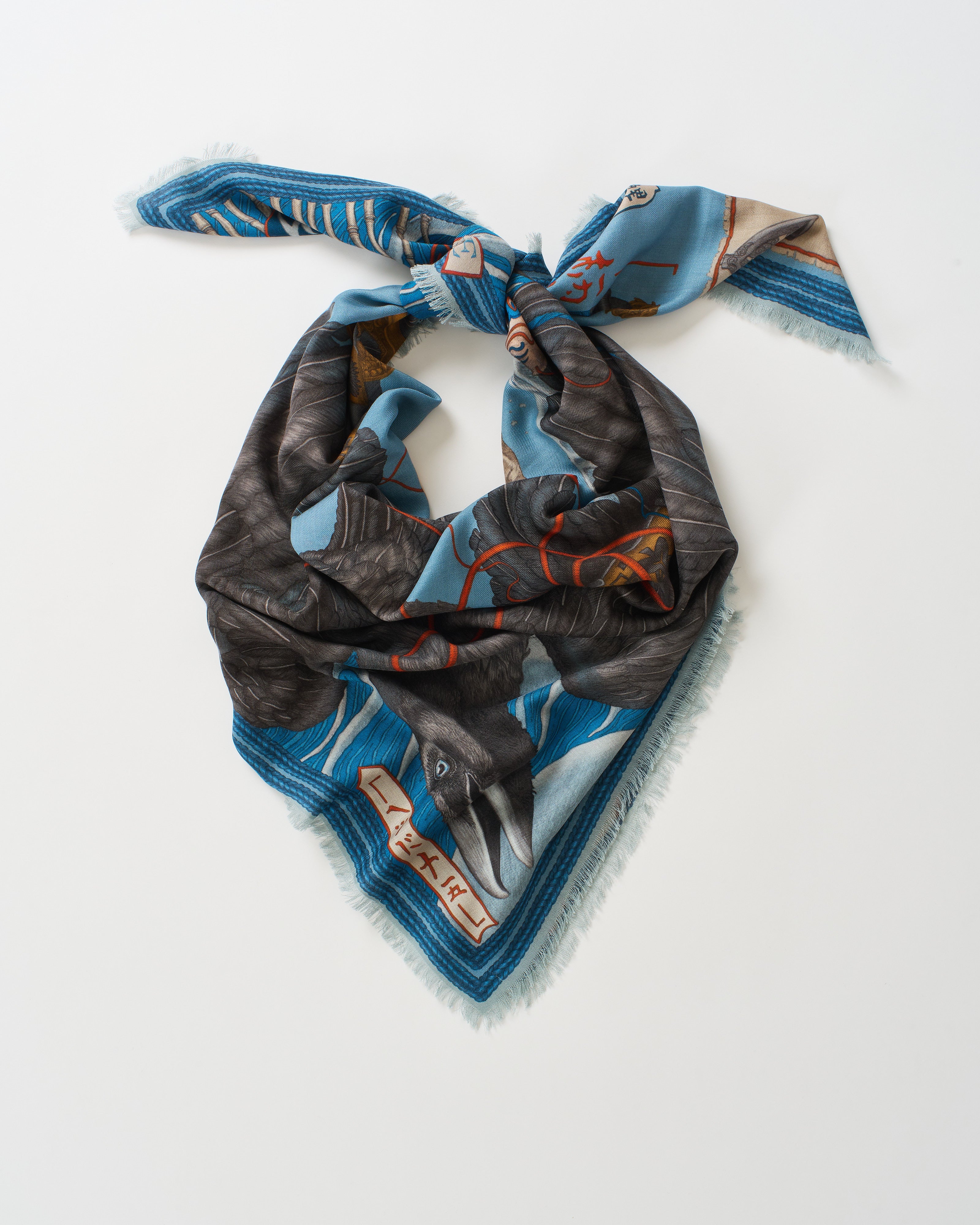Sabina Savage Kionobori Karasu Wool/Silk Square Scarf- 135Cm River