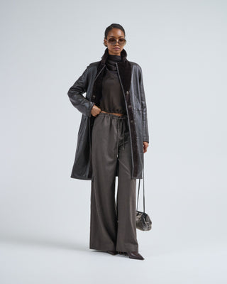 knee length shearling coat