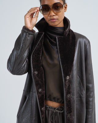 knee length shearling coat