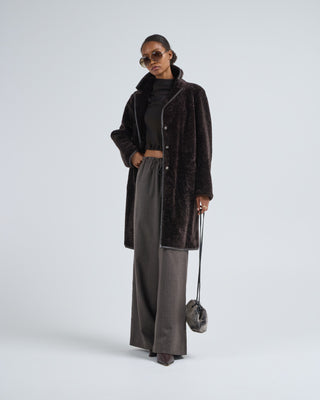 knee length shearling coat