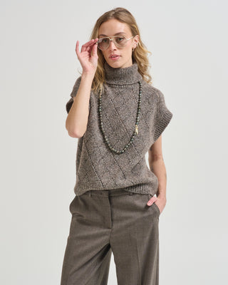 knitted mockneck sleeveless sweater wool blend