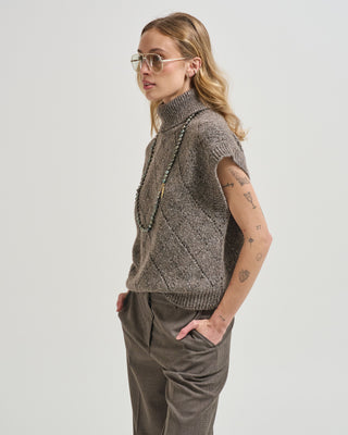 knitted mockneck sleeveless sweater wool blend