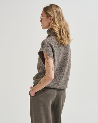 knitted mockneck sleeveless sweater wool blend