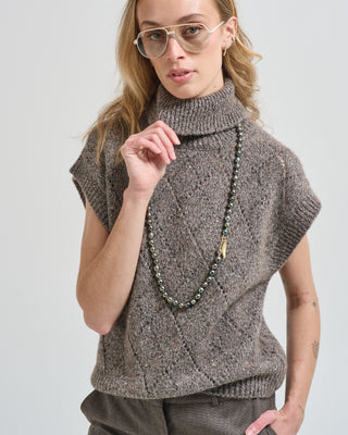 knitted mockneck sleeveless sweater wool blend