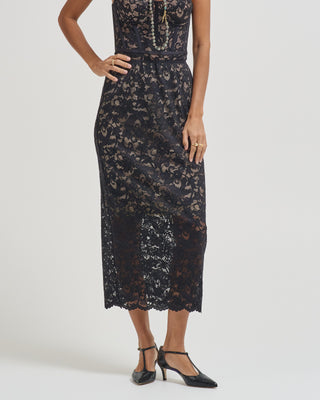 lace pencil midi skirt