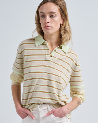 layered stripe rugby sweater