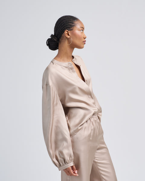 bovera Satin Lueur Blouse ベージュゴールド Loulou Studio Lea Blouse Moonstone Ivory