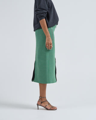 leon check midi trouser zip skirt