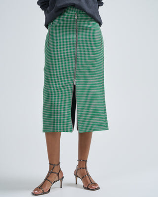 leon check midi trouser zip skirt
