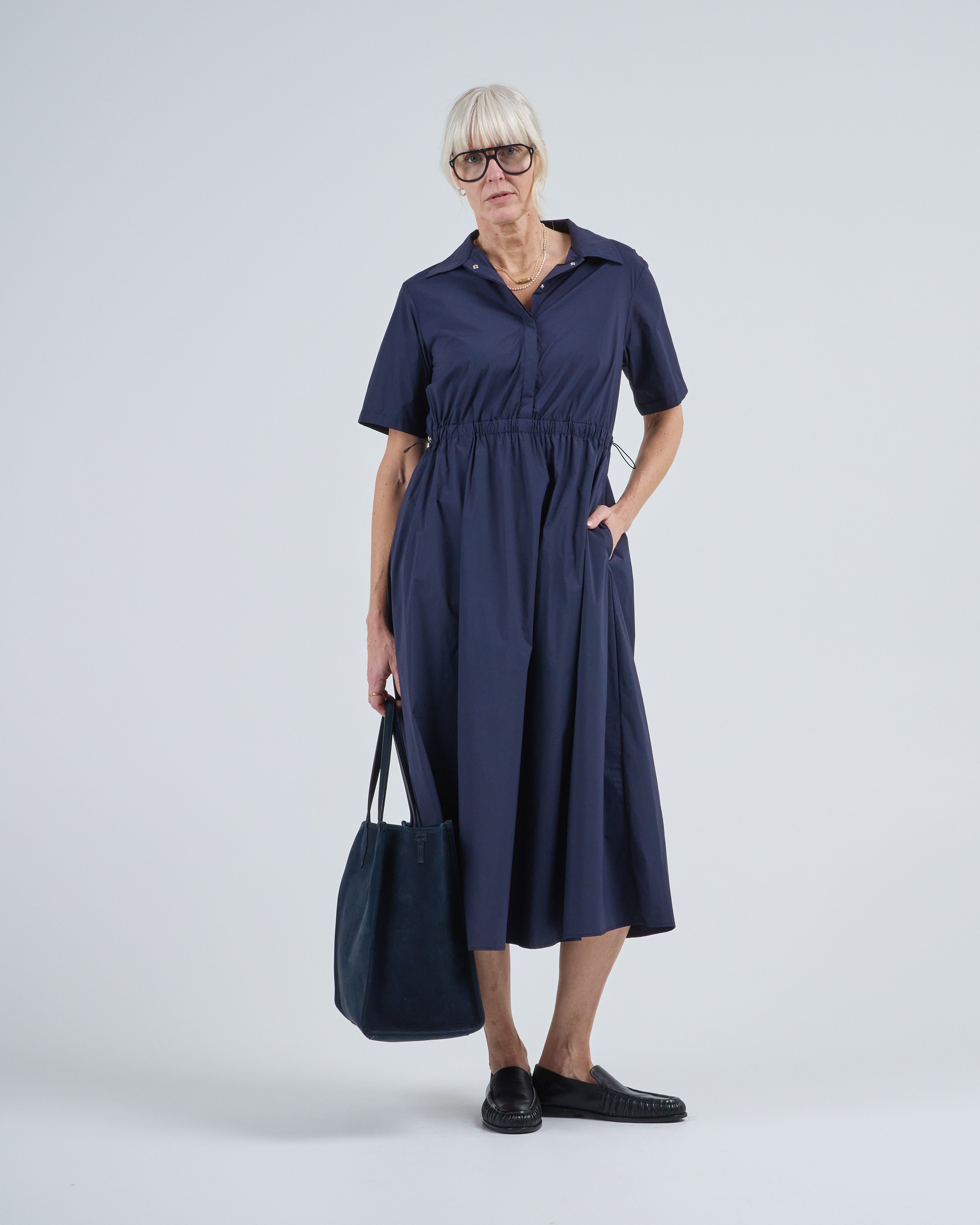 Herno Light Nylon Stretch Short Sleeve Long Dress 9201 Navy Herno Light Nylon Stretch Short Sleeve Long Dress 9201 Navy