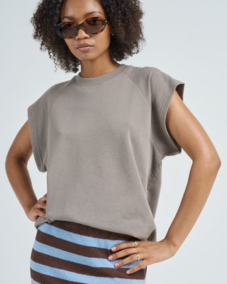 light weight sweatshirting sleeveless easy top