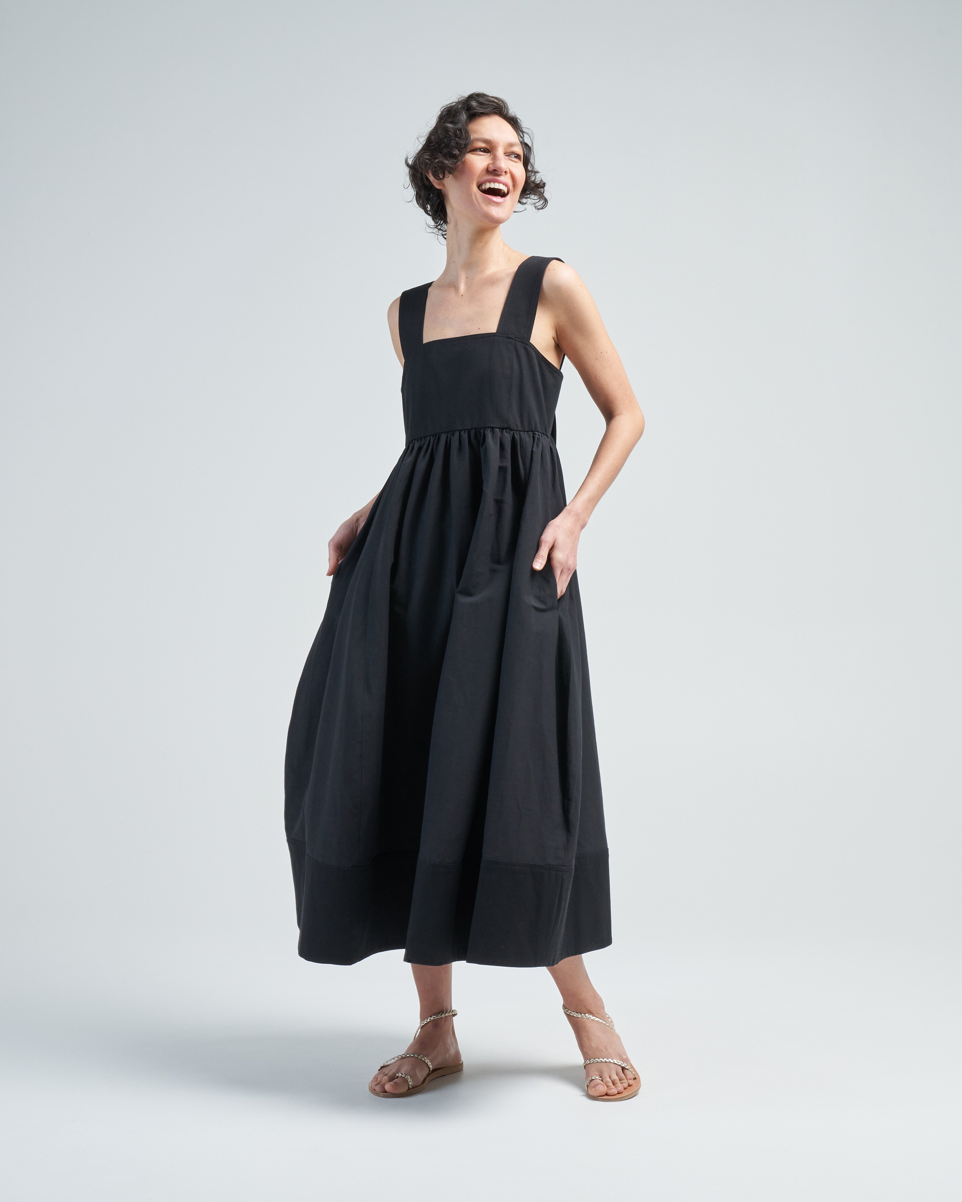 Tibi Linen Cotton Voile Sculpted Dress Black Tibi Linen Cotton Voile Sculpted Dress Black