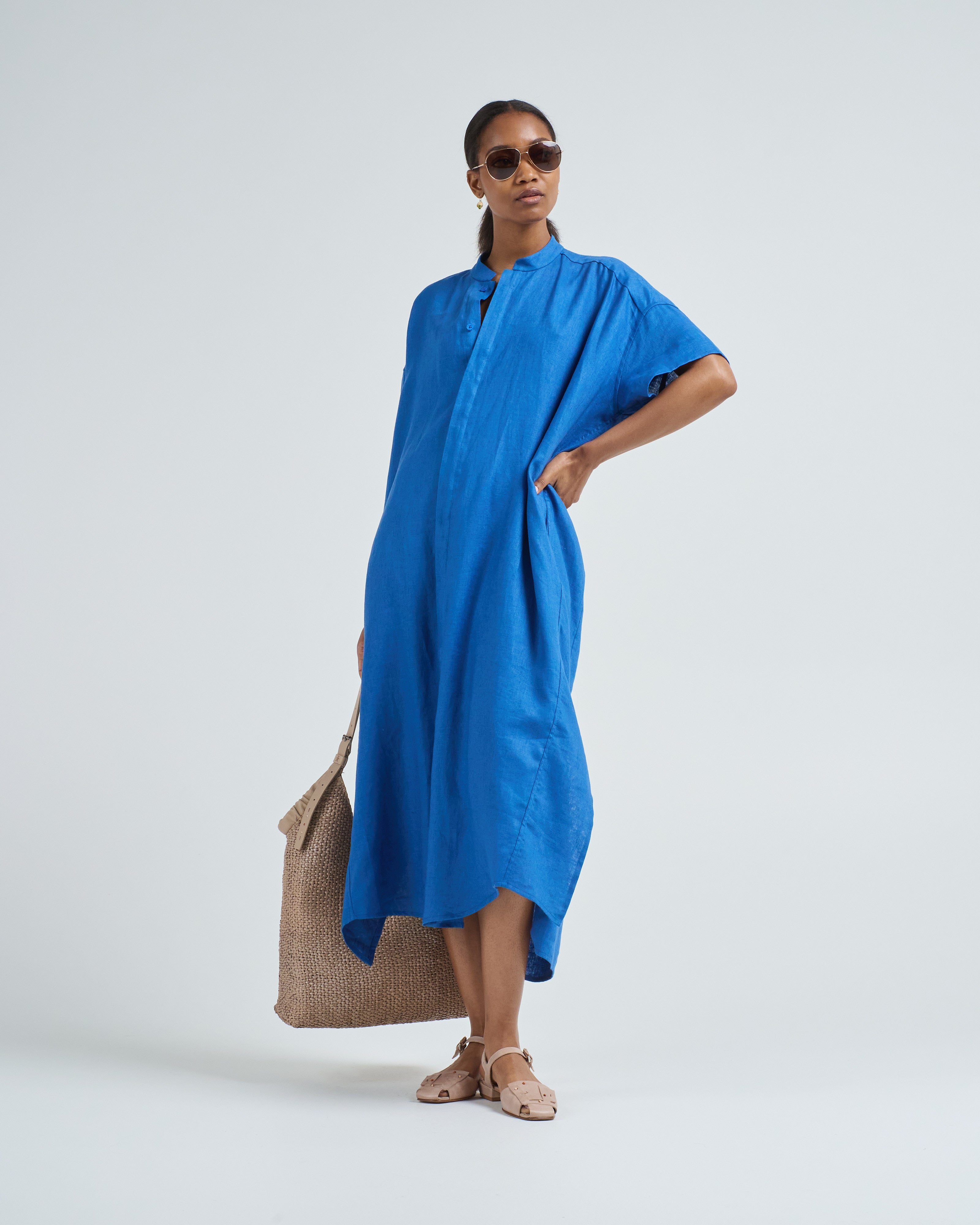 7115 By Szeki Linen Shirtdress Cobalt scarpa 7115 By Szeki Linen Shirtdress Cobalt scarpa