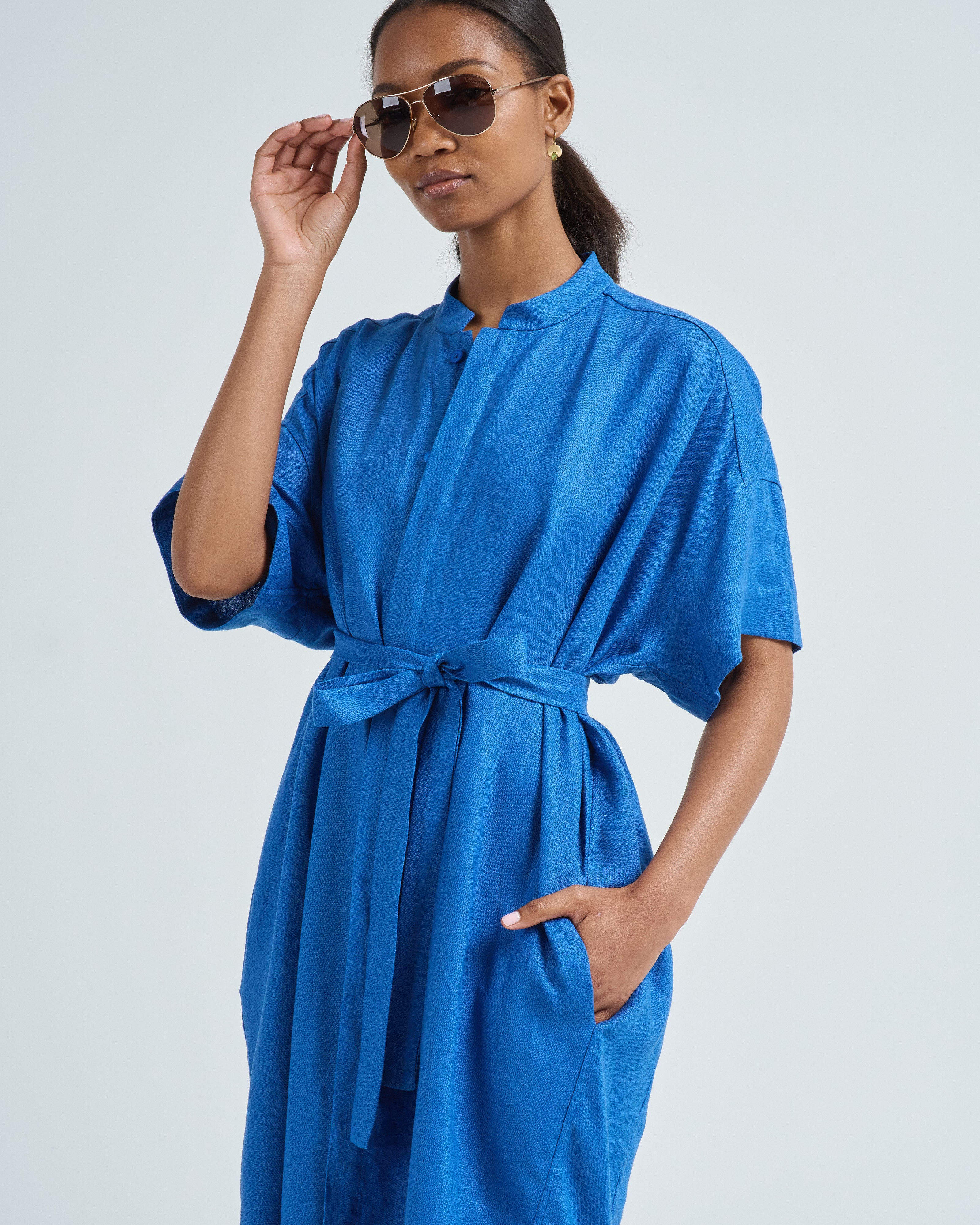 7115 By Szeki Linen Shirtdress Cobalt 7115 By Szeki Linen Shirtdress Cobalt
