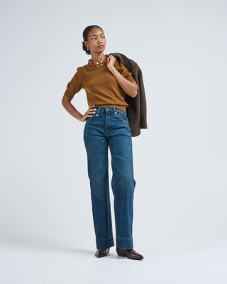 liv embroidered cashmere short sleeve knit