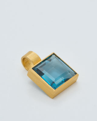 london blue topaz cube pendant