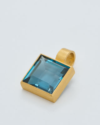 london blue topaz cube pendant