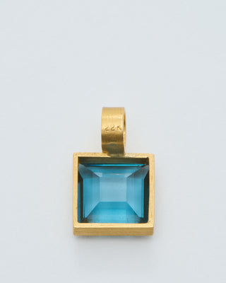 london blue topaz cube pendant