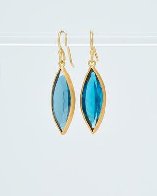london blue topaz navette drop earrings