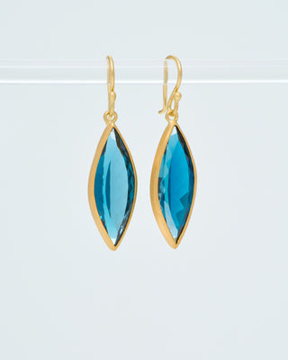 london blue topaz navette drop earrings
