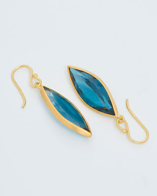 london blue topaz navette drop earrings